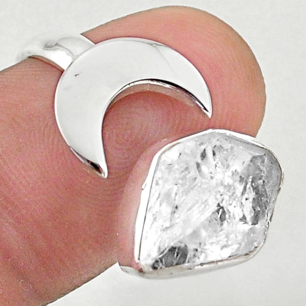 925 silver 5.87cts moon white herkimer diamond adjustable ring size 8 t49343