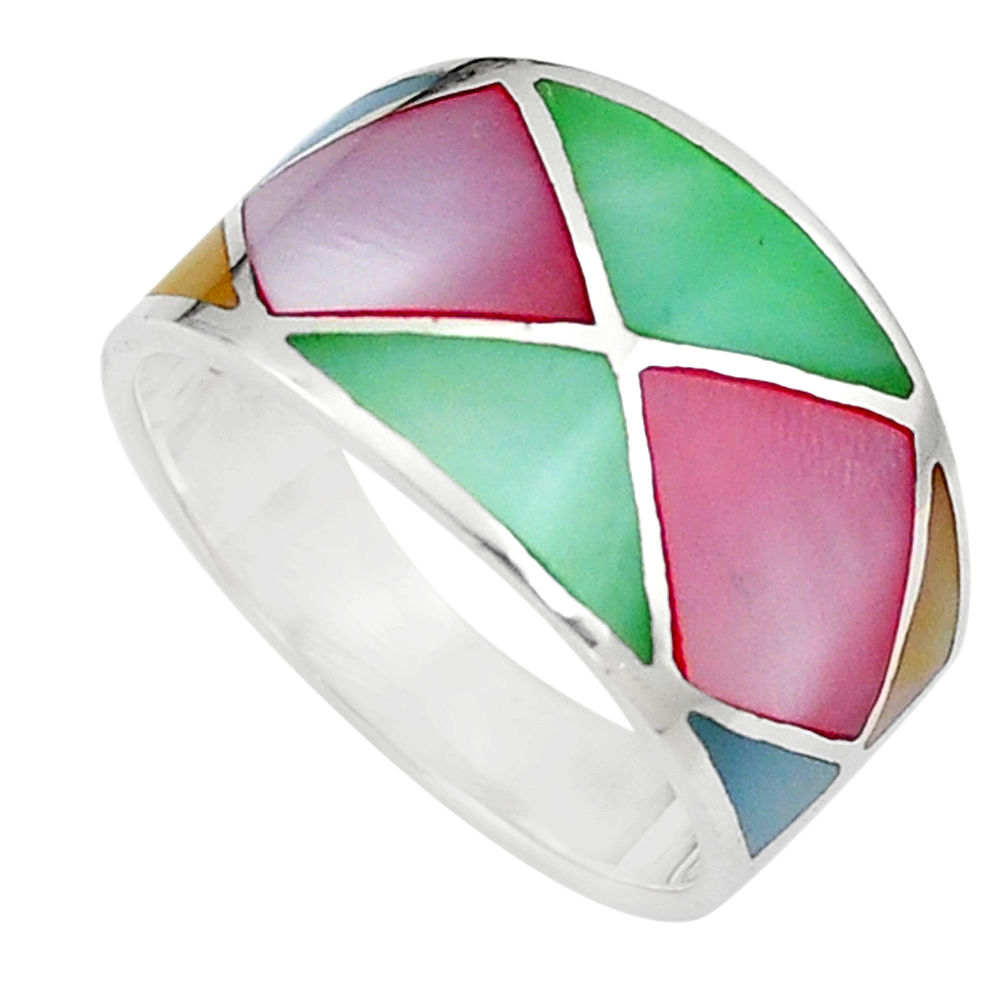 925 silver 5.02gms multi color blister pearl enamel ring size 8 a91948 c13025