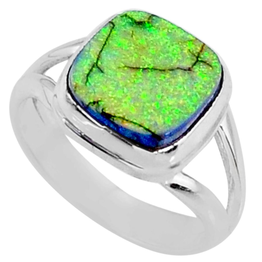 925 silver 3.62cts multi color sterling opal solitaire ring size 6.5 r70218