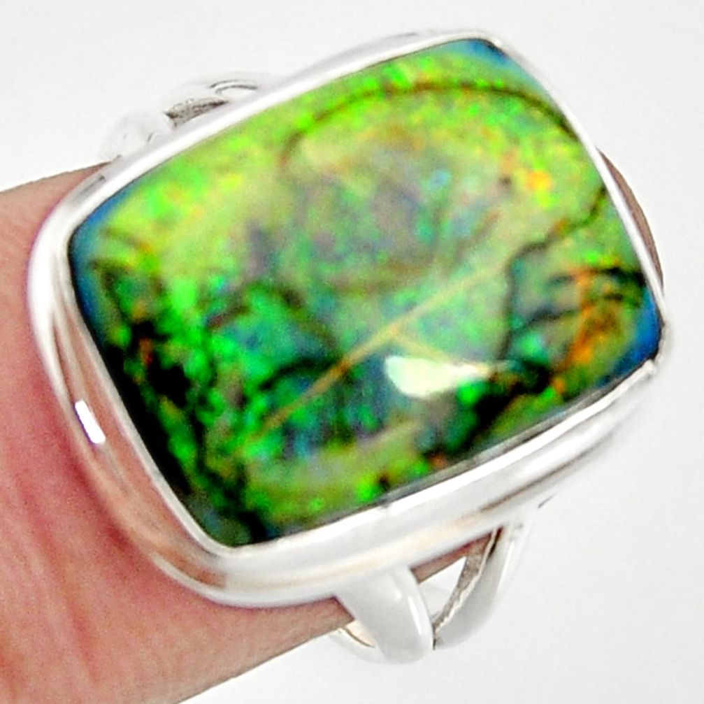 925 silver 11.66cts multi color sterling opal solitaire ring size 7 r25172