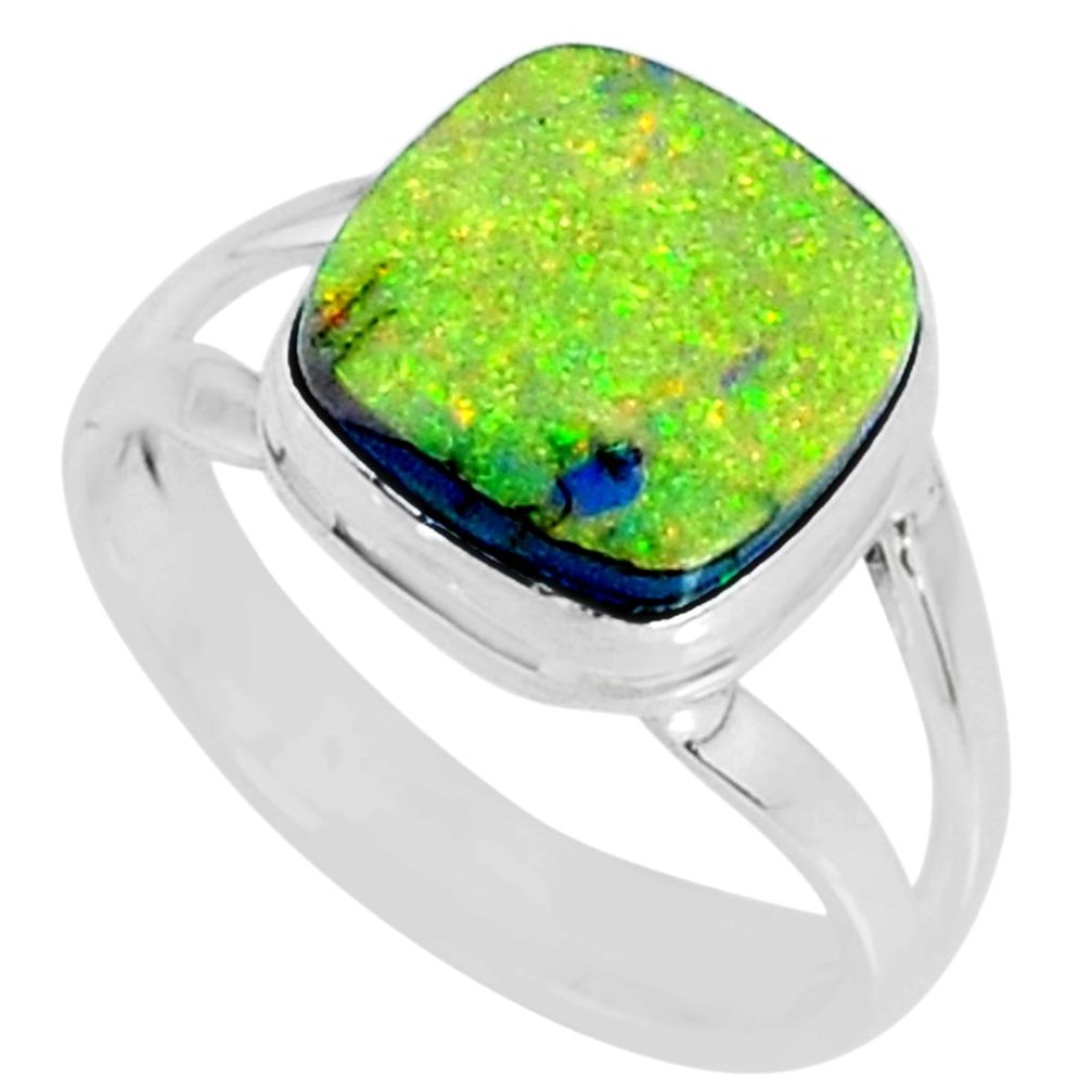 925 silver 3.66cts multi color sterling opal solitaire ring size 7 r70210