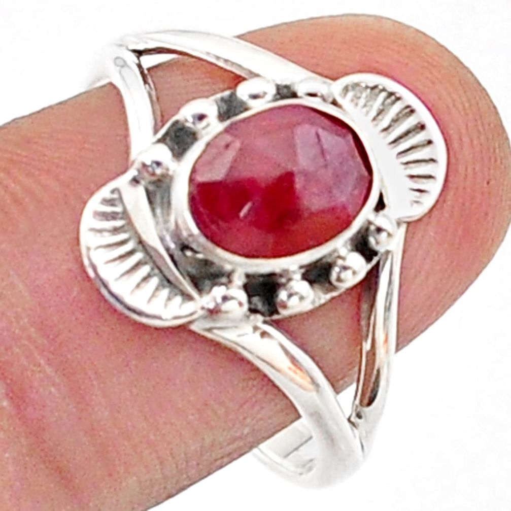 925 silver 2.19cts southwestern style natural red ruby oval ring size 8.5 t62455