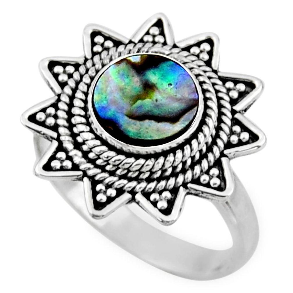 925 silver 2.44cts natural abalone paua seashell solitaire ring size 7.5 r54333