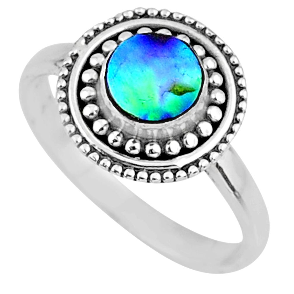 925 silver 0.86cts natural abalone paua seashell solitaire ring size 8.5 r57427