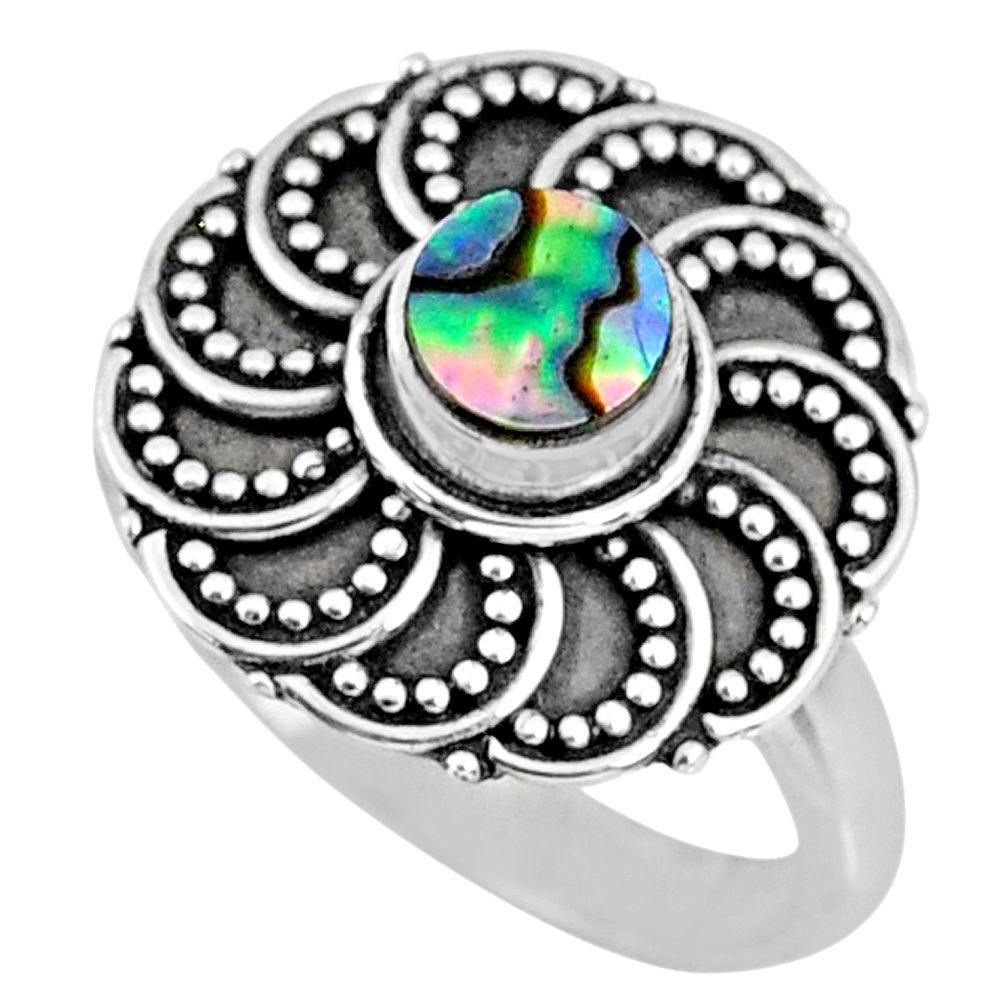 925 silver 0.60cts natural abalone paua seashell solitaire ring size 7.5 r57888