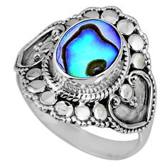 925 silver 2.21cts natural abalone paua seashell solitaire ring size 7.5 r61107