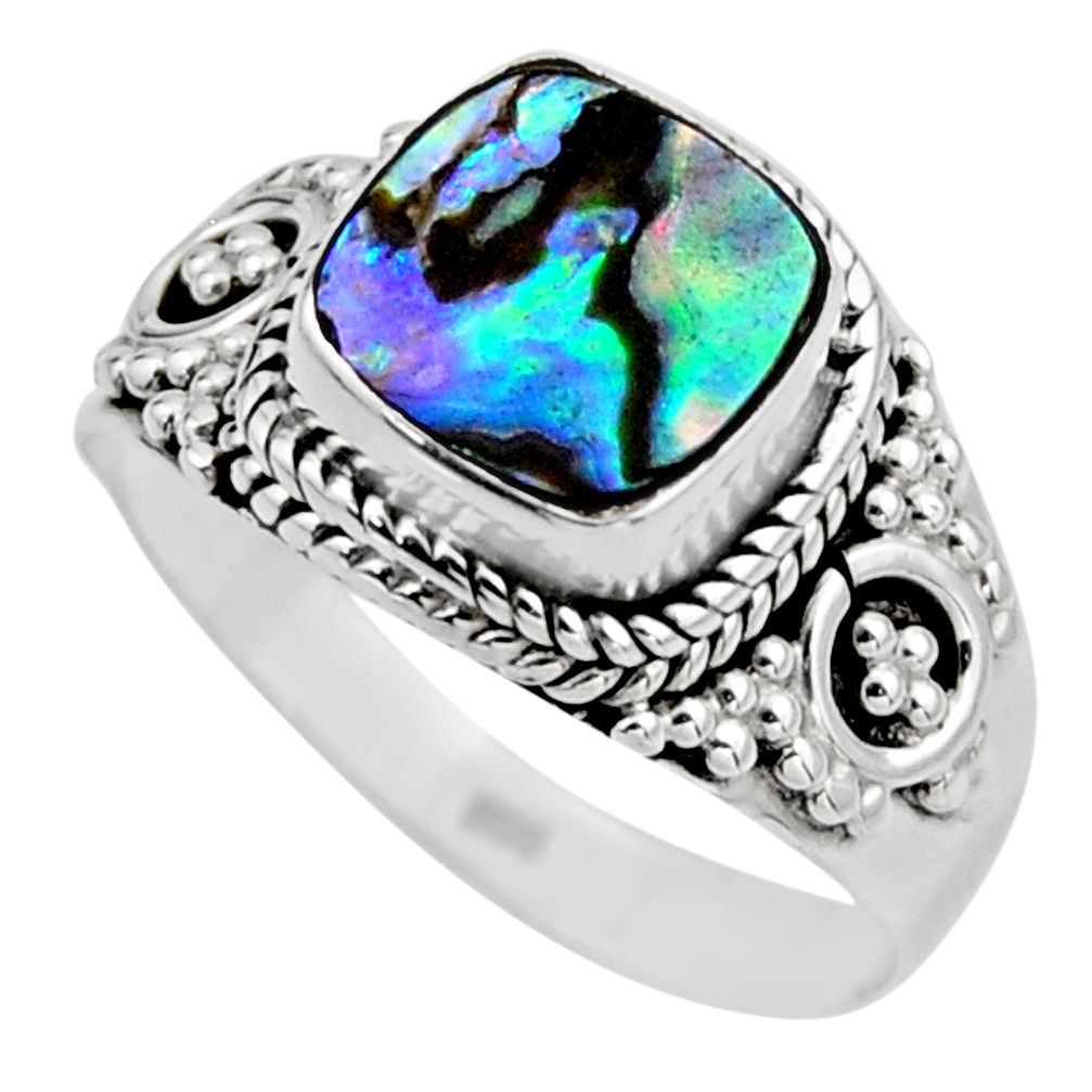 925 silver 2.78cts natural abalone paua seashell solitaire ring size 7 r53351