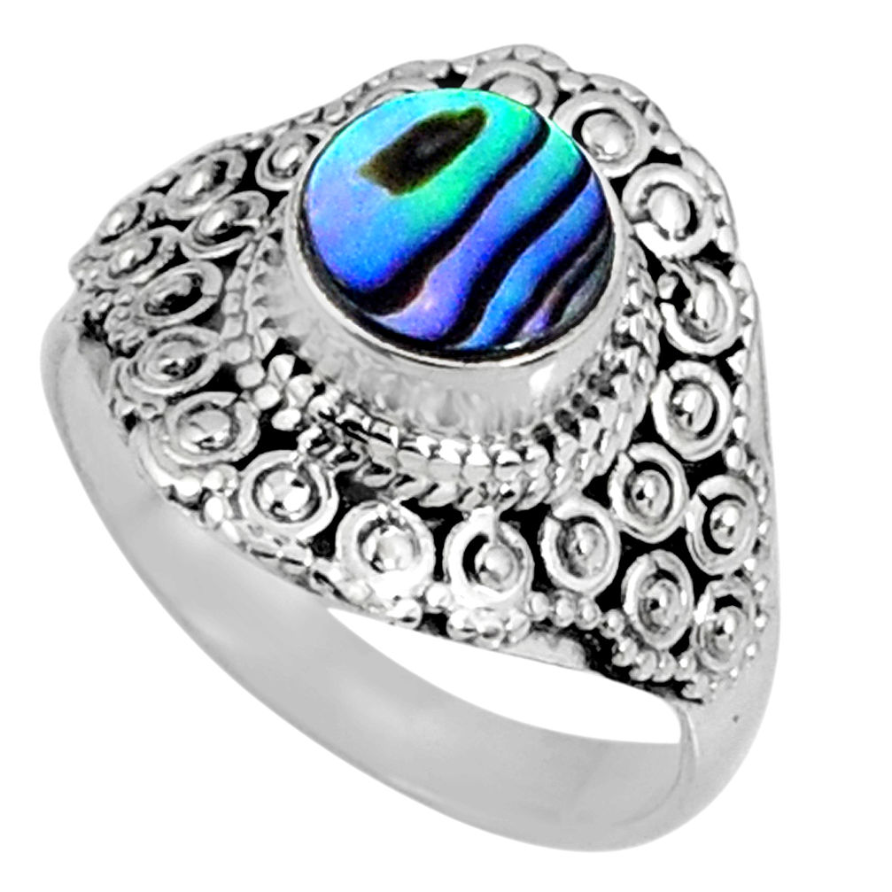 925 silver 2.13cts natural abalone paua seashell solitaire ring size 7 r61049