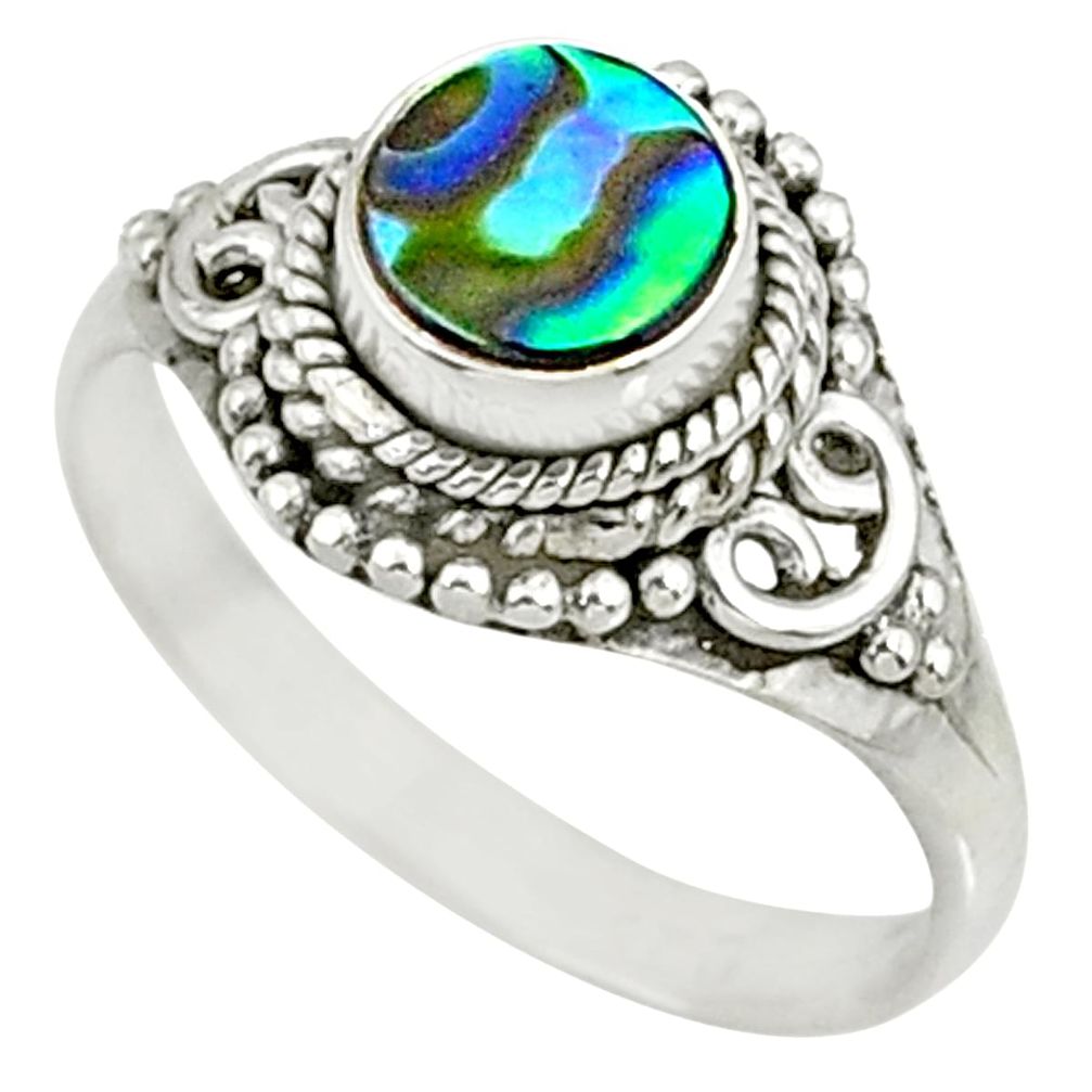 925 silver 0.87cts natural abalone paua seashell solitaire ring size 7 r76724