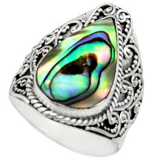 925 silver 5.43cts natural abalone paua seashell solitaire ring size 8 c9816