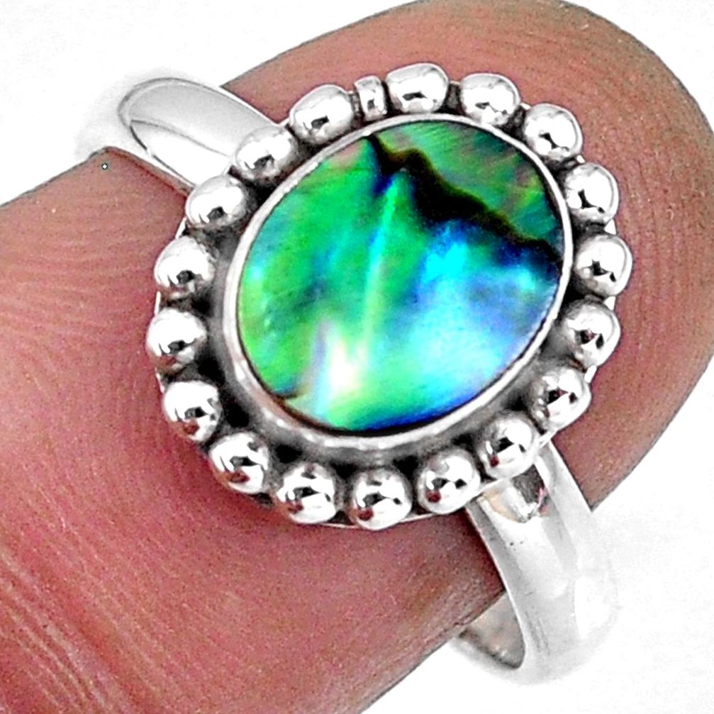 925 silver 3.11cts natural abalone paua seashell solitaire ring size 8 r57919
