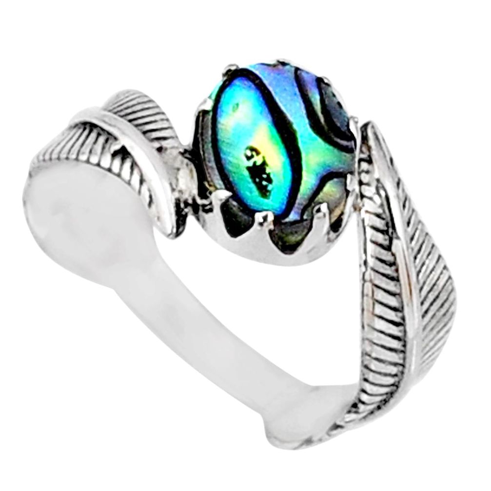 925 silver 3.29cts natural abalone paua seashell solitaire ring size 8 r67448