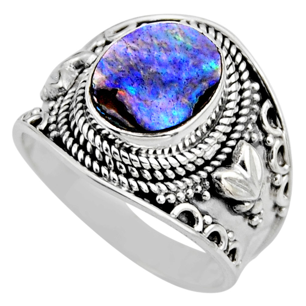 925 silver 3.96cts natural abalone paua seashell solitaire ring size 9 r53673