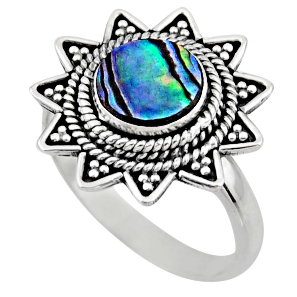925 silver 2.93cts natural abalone paua seashell solitaire ring size 9 r54327