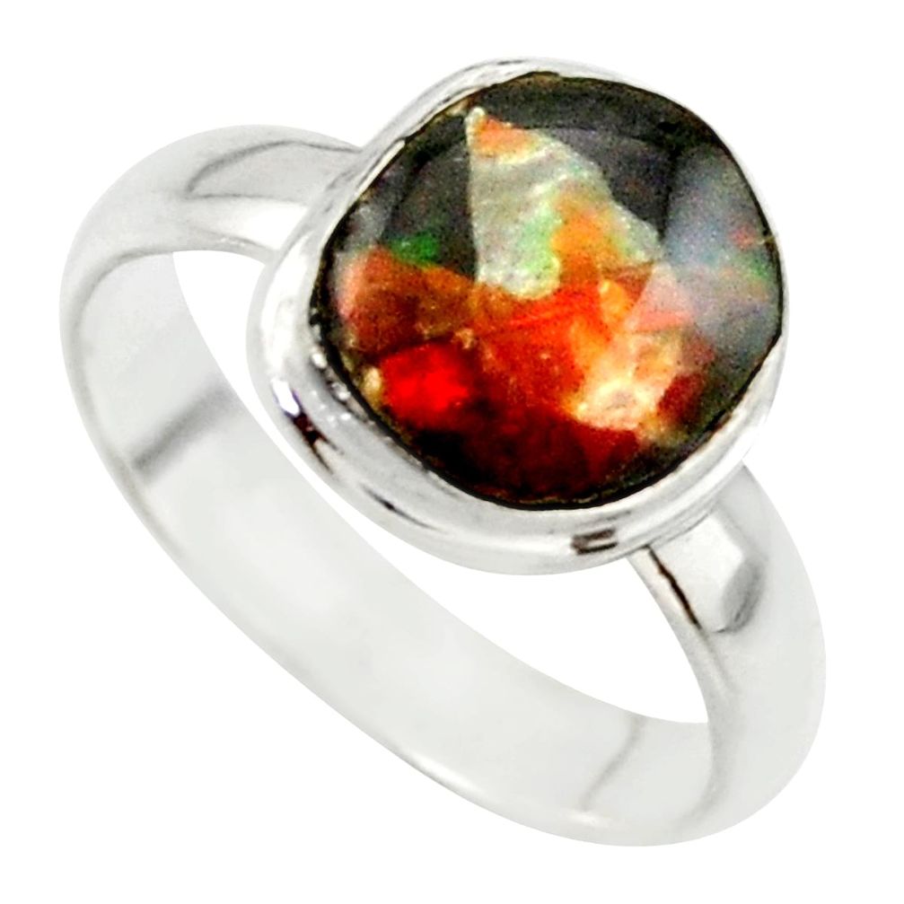 925 silver 3.91cts natural ammolite (canadian) solitaire ring size 5.5 r40249