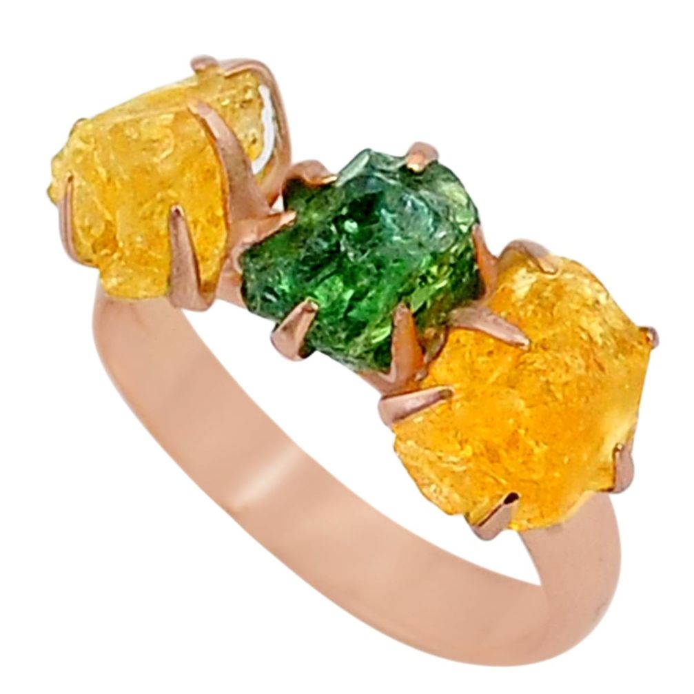 Handmade 8.49cts natural apatite (madagascar) 14k rose gold ring size 8 t34995