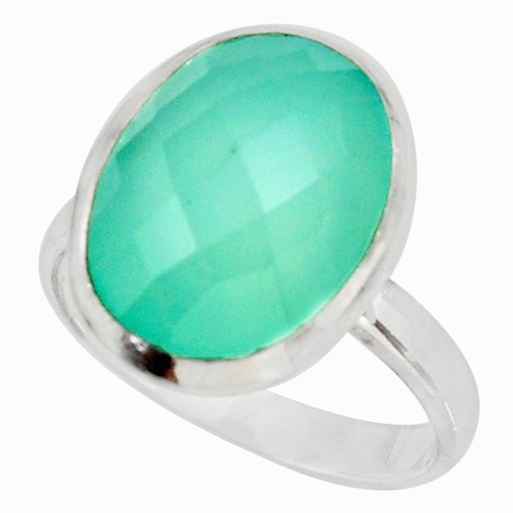 925 silver 10.69cts natural aqua chalcedony solitaire ring jewelry size 9 d39116