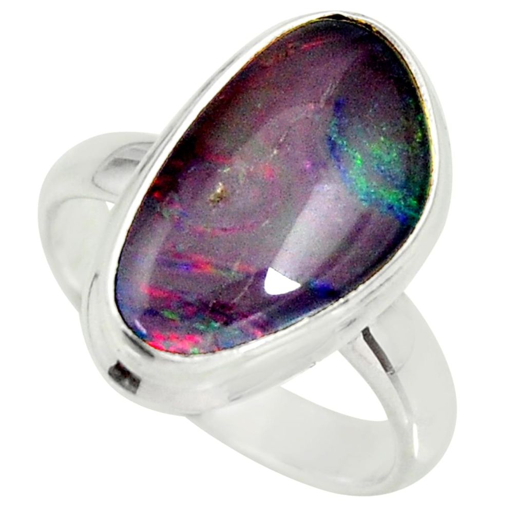 925 silver 6.53cts natural australian opal triplet solitaire ring size 7 r34144