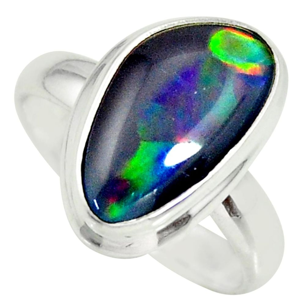 925 silver 6.10cts natural australian opal triplet solitaire ring size 7 r34160