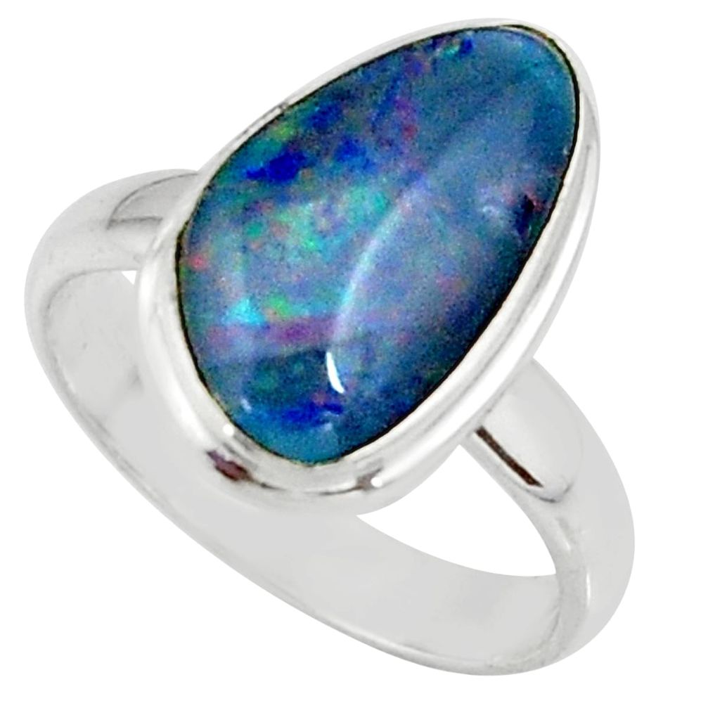 925 silver 5.08cts natural australian opal triplet solitaire ring size 7 r39320