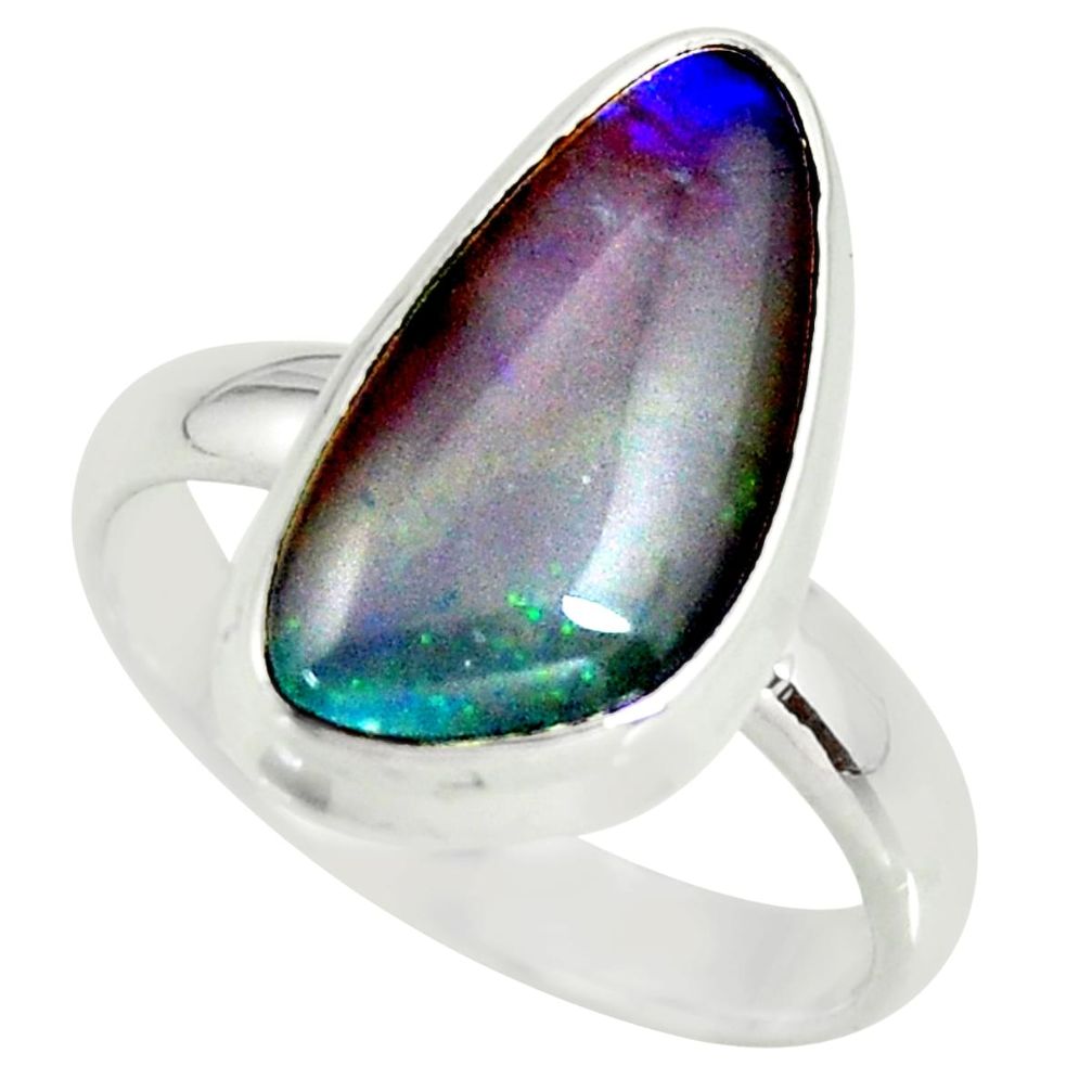 925 silver 6.59cts natural australian opal triplet solitaire ring size 9 r34156