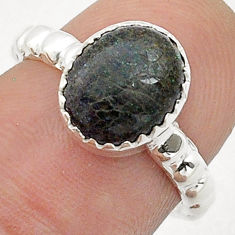925 silver 3.16cts natural black honduran matrix opal oval ring size 6 u62920