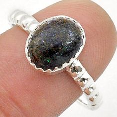 925 silver 3.12cts natural black honduran matrix opal oval ring size 9 u62917