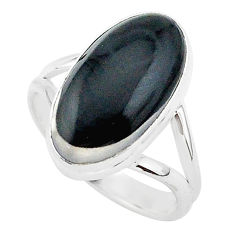 Clearance Sale- 925 silver 8.26cts natural black psilomelane oval solitaire ring size 9 r95664