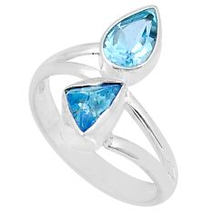 925 silver 3.89cts natural blue apatite rough fancy topaz ring size 7.5 u93107