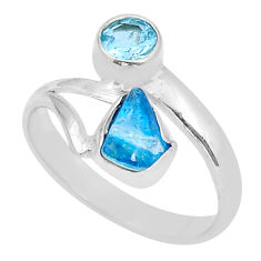 925 silver 3.73cts natural blue apatite rough fancy topaz ring size 8.5 u93113