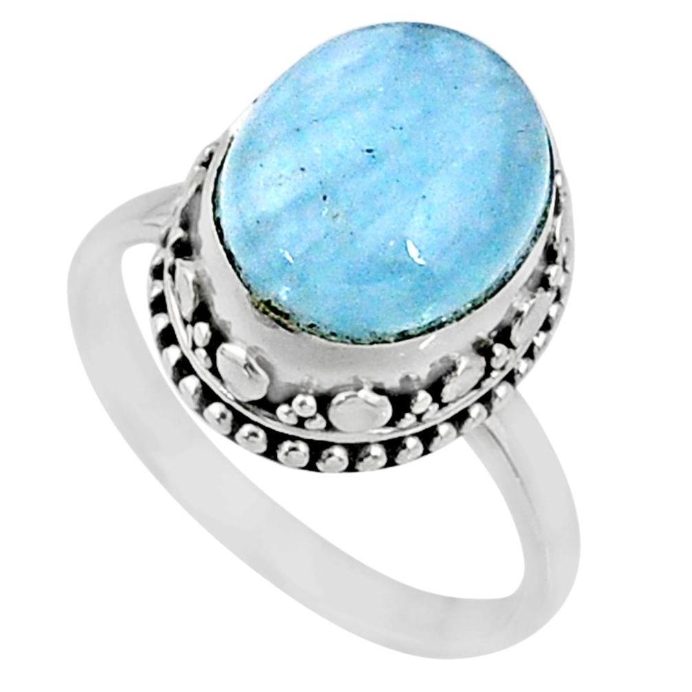 925 silver 5.13cts natural blue aquamarine solitaire ring jewelry size 8 r64696