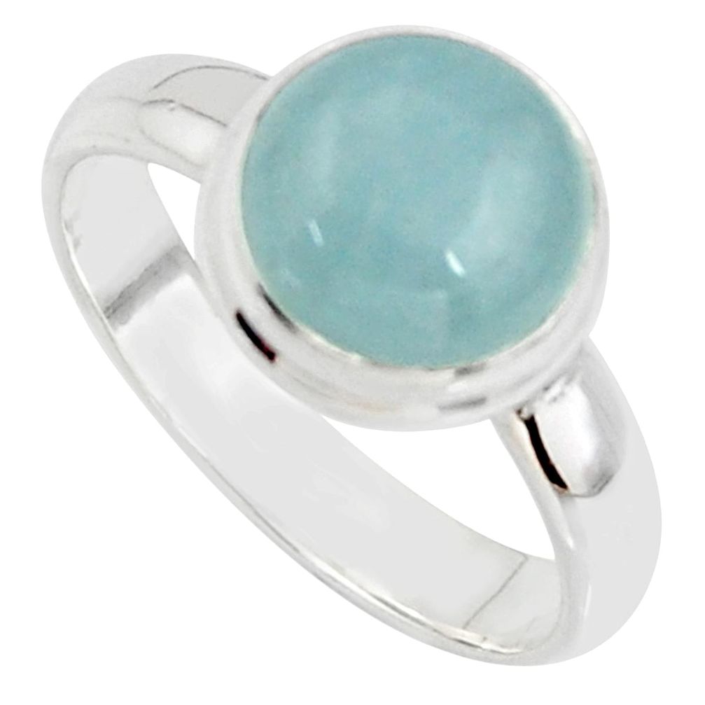 925 silver 5.58cts natural blue aquamarine solitaire ring jewelry size 9 r39789