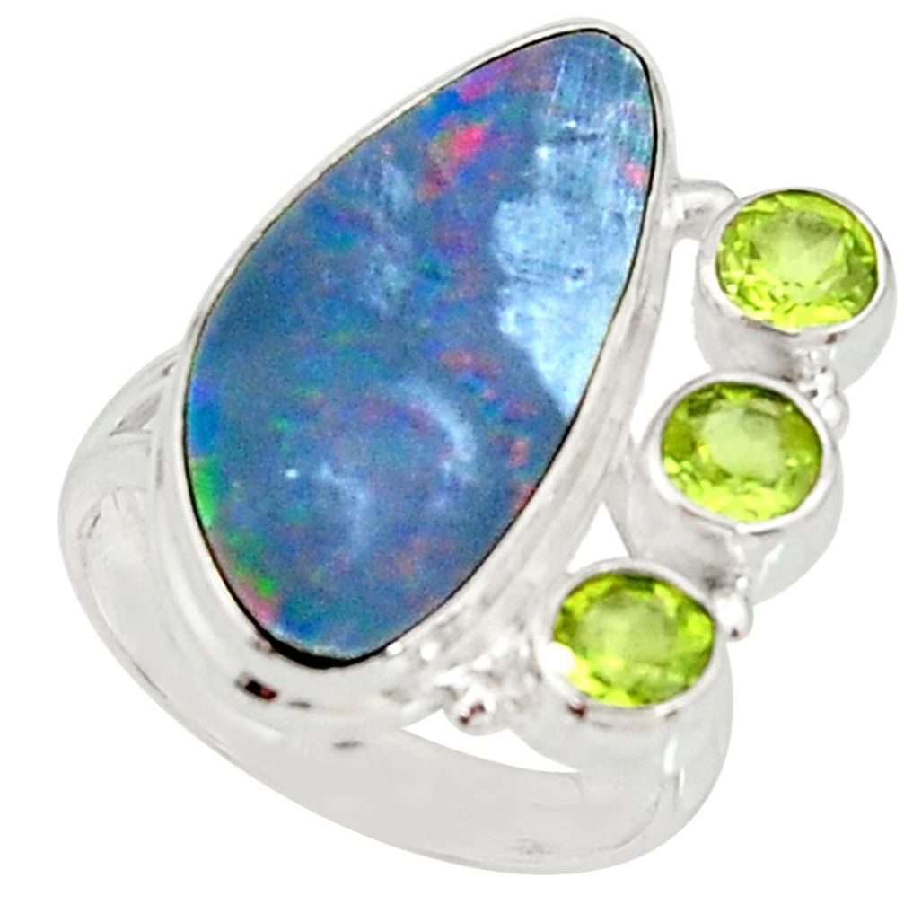 925 silver 8.42cts natural blue doublet opal australian ring size 8 r22635