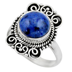 925 silver 5.38cts natural blue dumortierite solitaire ring size 7.5 r53139