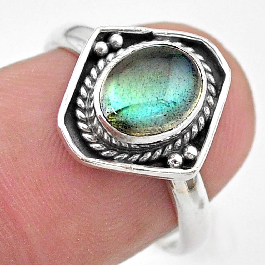 925 silver 2.11cts natural blue labradorite oval ring jewelry size 7 t29200