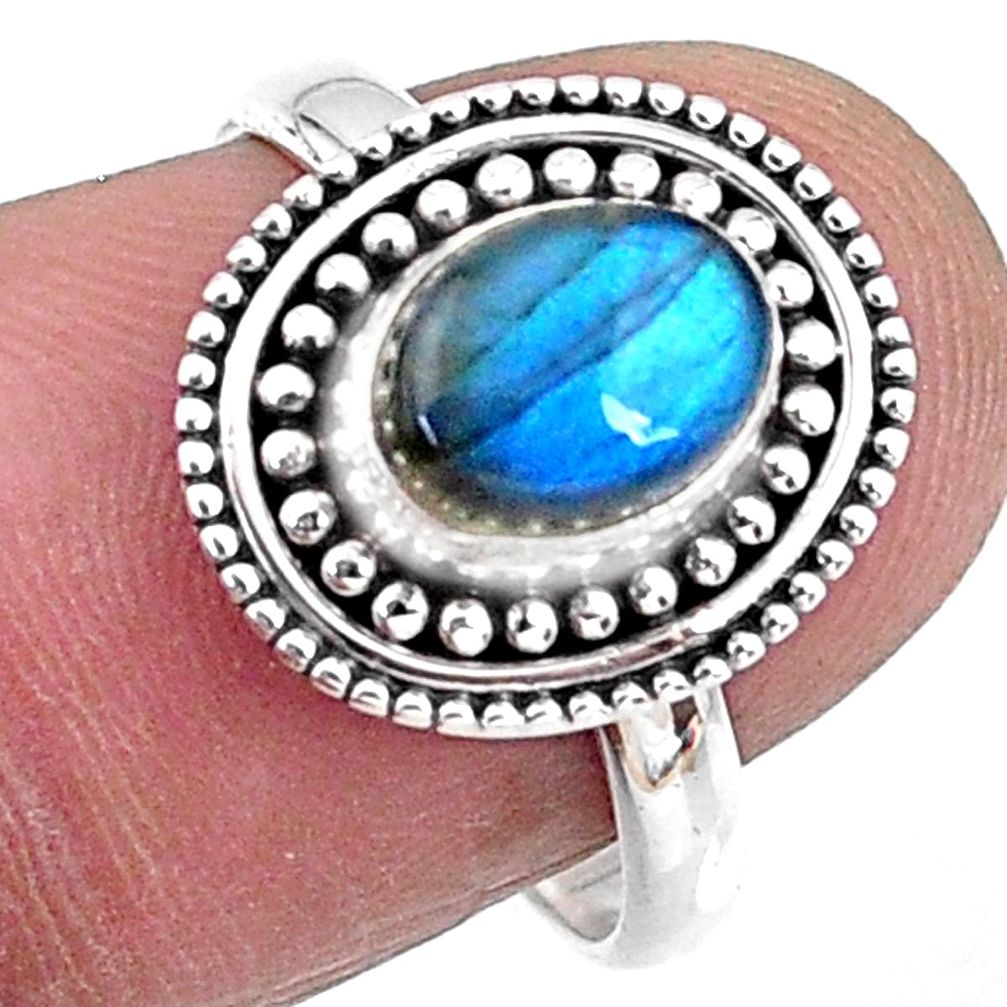 925 silver 2.05cts natural blue labradorite oval solitaire ring size 7.5 r57435