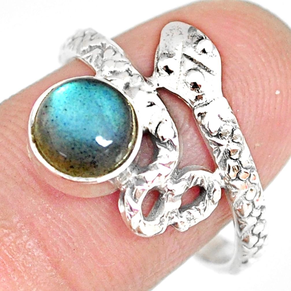 925 silver 2.53cts natural blue labradorite snake solitaire ring size 8.5 r82540
