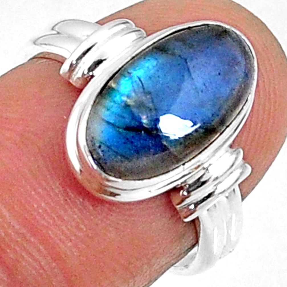 925 silver 4.43cts natural blue labradorite solitaire ring jewelry size 6 r66364