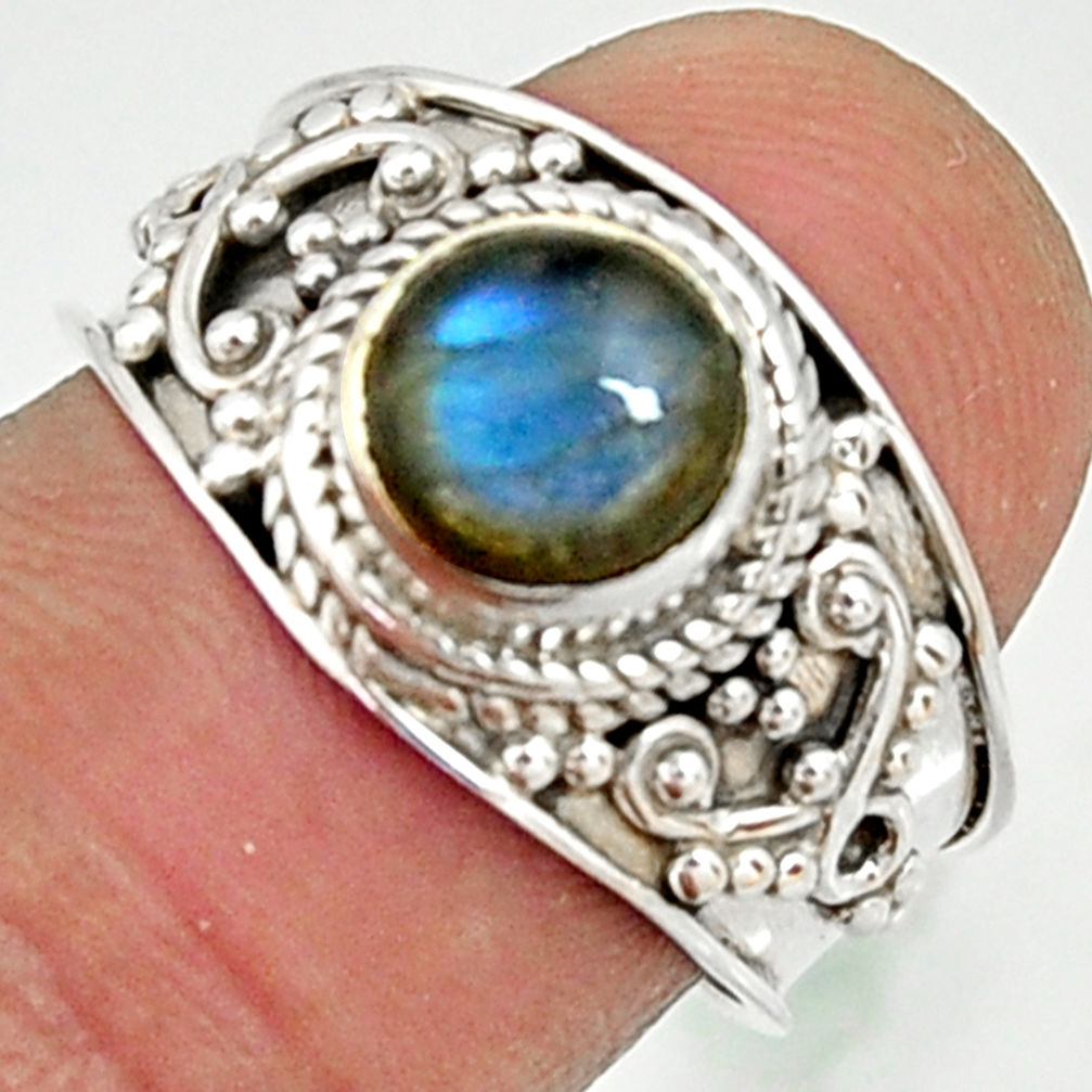 925 silver 2.53cts natural blue labradorite solitaire ring jewelry size 7 r22612