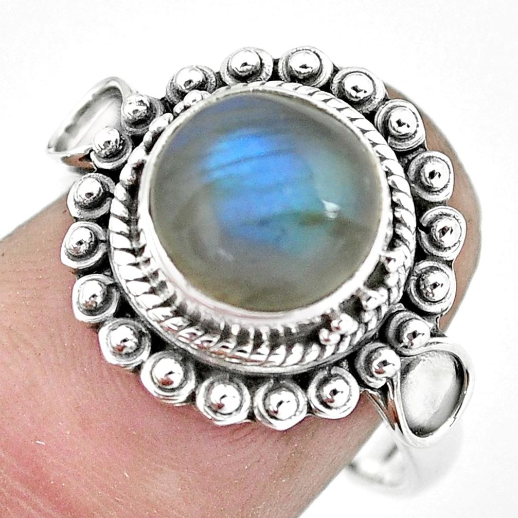 925 silver 5.12cts natural blue labradorite solitaire ring jewelry size 8 p57664