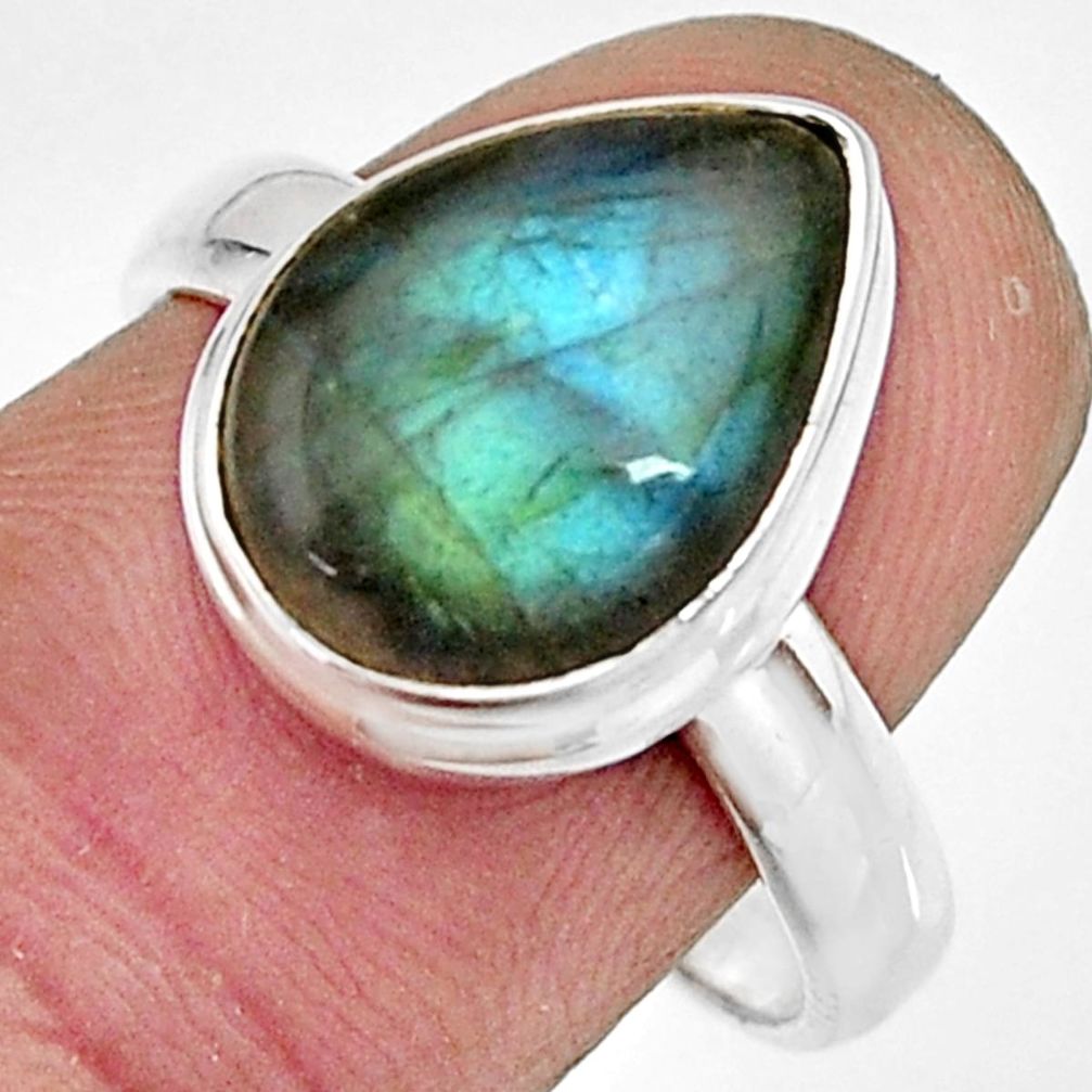 925 silver 5.38cts natural blue labradorite solitaire ring jewelry size 8 r26612