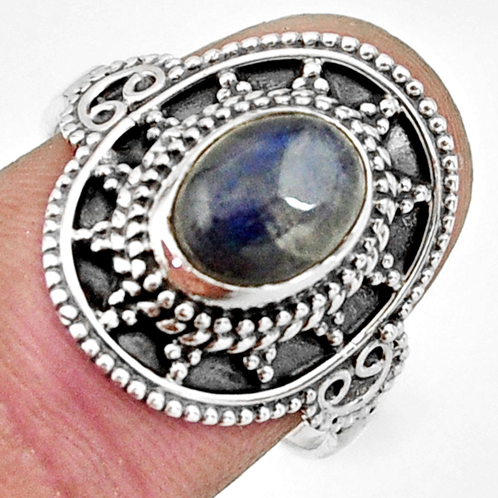 925 silver 3.19cts natural blue labradorite solitaire ring jewelry size 8 r26777