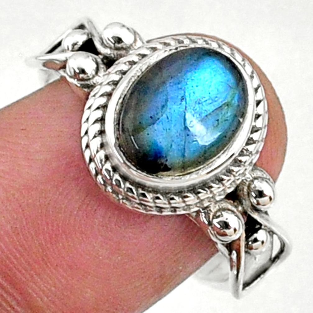 925 silver 3.28cts natural blue labradorite solitaire ring jewelry size 8 r68756
