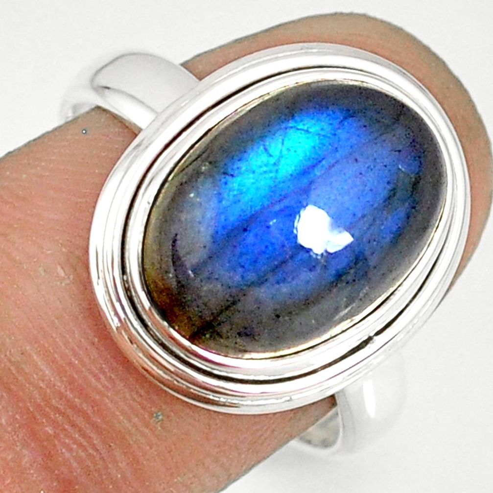 925 silver 6.31cts natural blue labradorite solitaire ring jewelry size 8 r77628