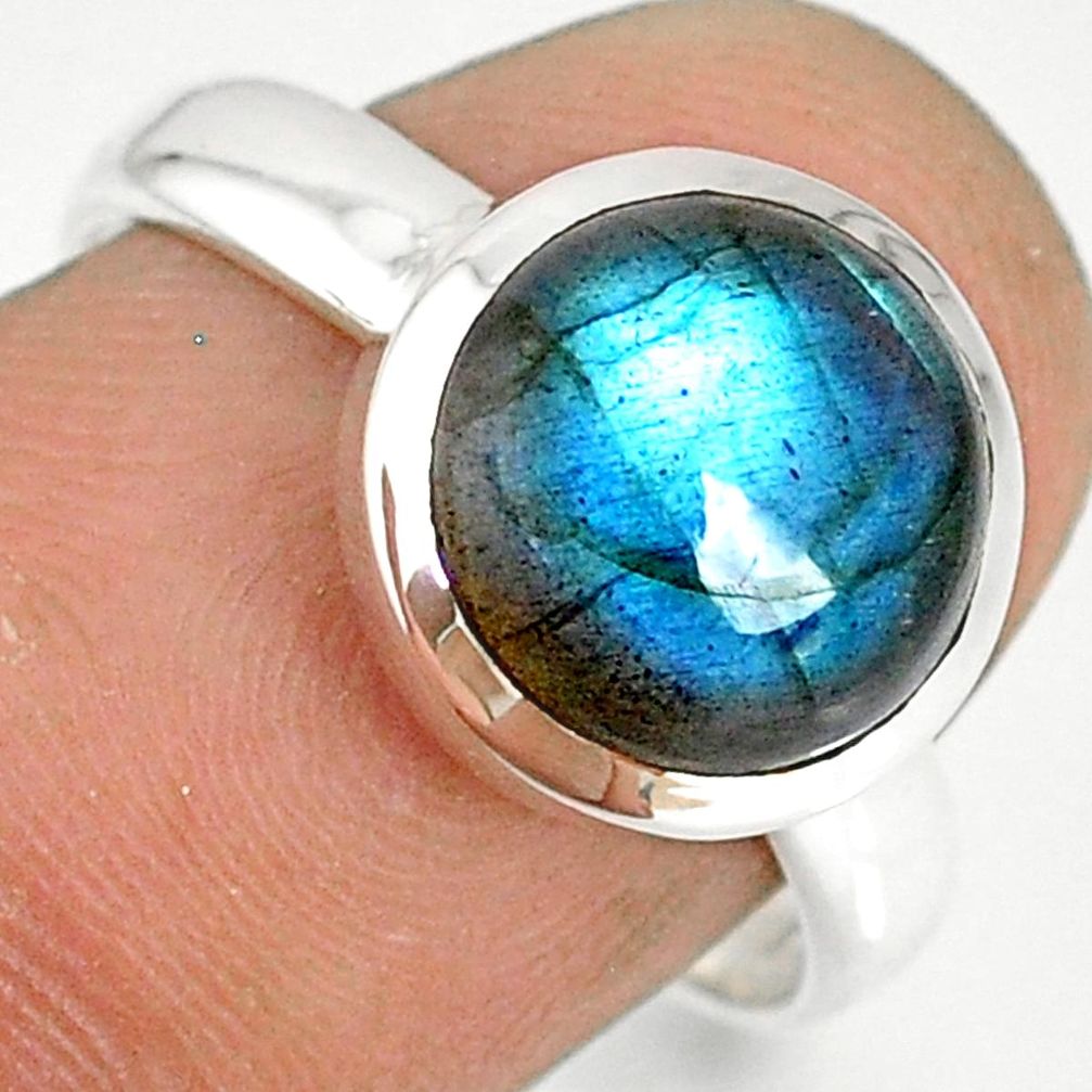 925 silver 5.05cts natural blue labradorite solitaire ring jewelry size 8 r77640