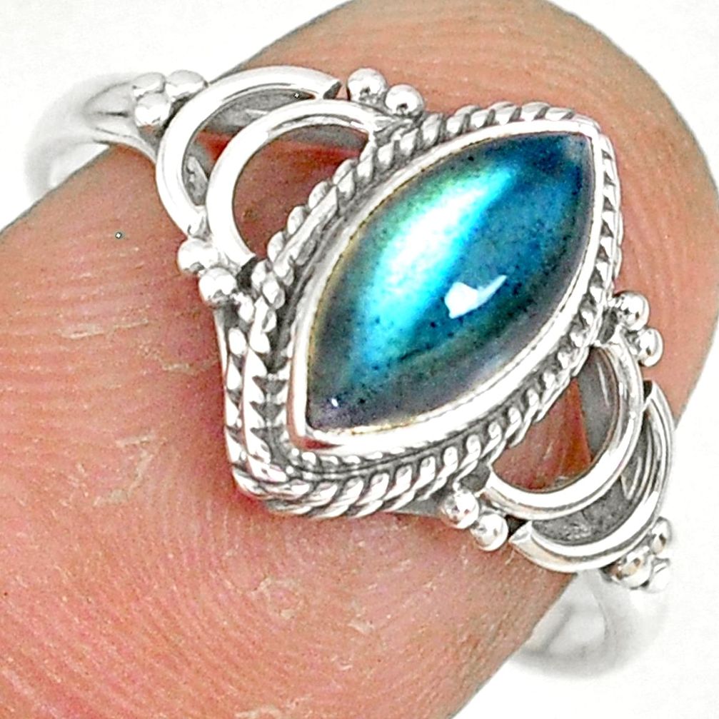925 silver 2.72cts natural blue labradorite solitaire ring jewelry size 8 r78893