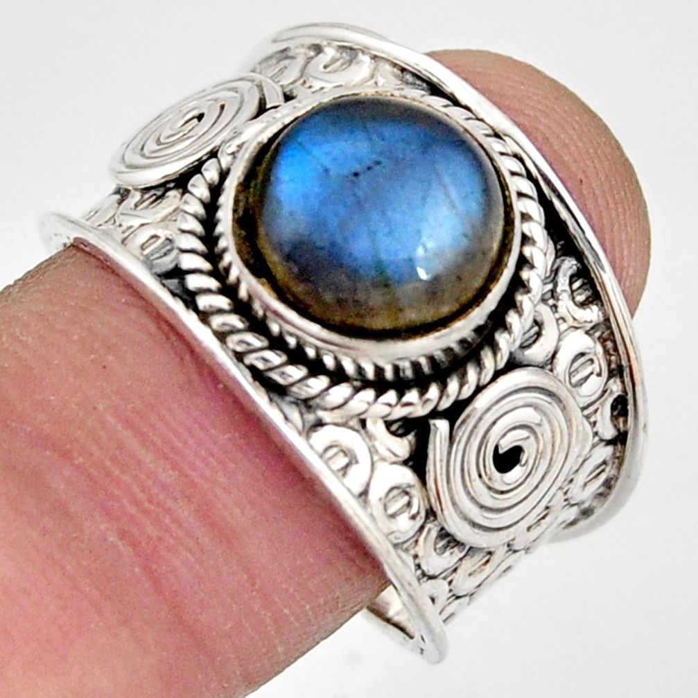 925 silver 5.60cts natural blue labradorite solitaire ring jewelry size 9 d45897