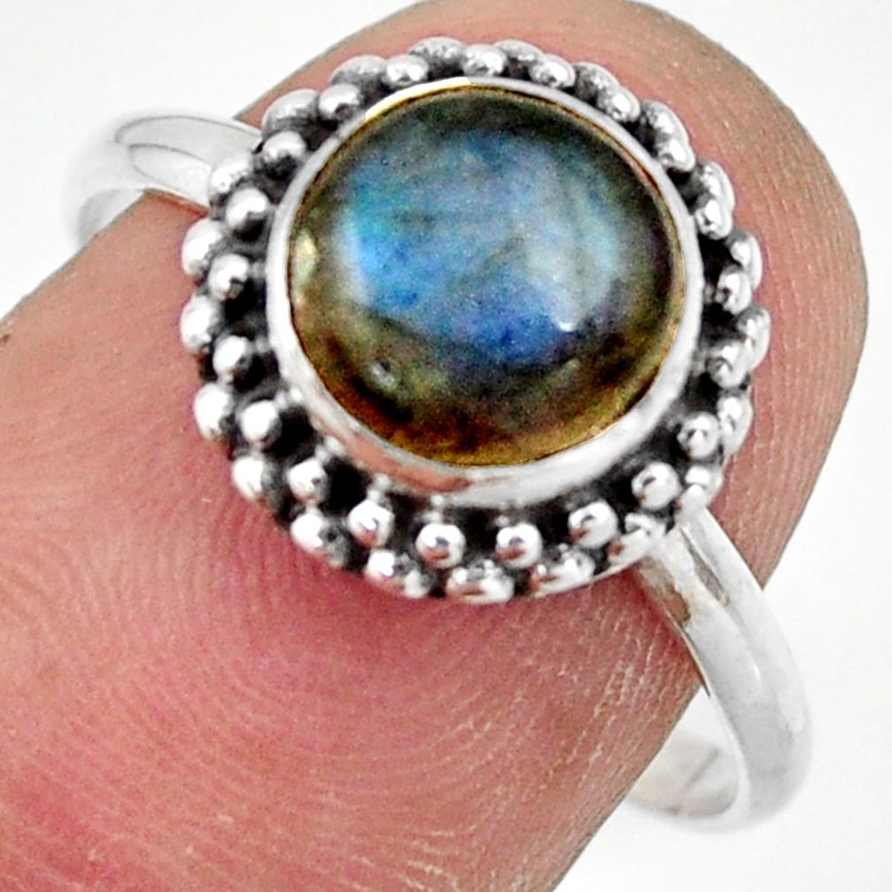 925 silver 3.12cts natural blue labradorite solitaire ring jewelry size 9 r41398