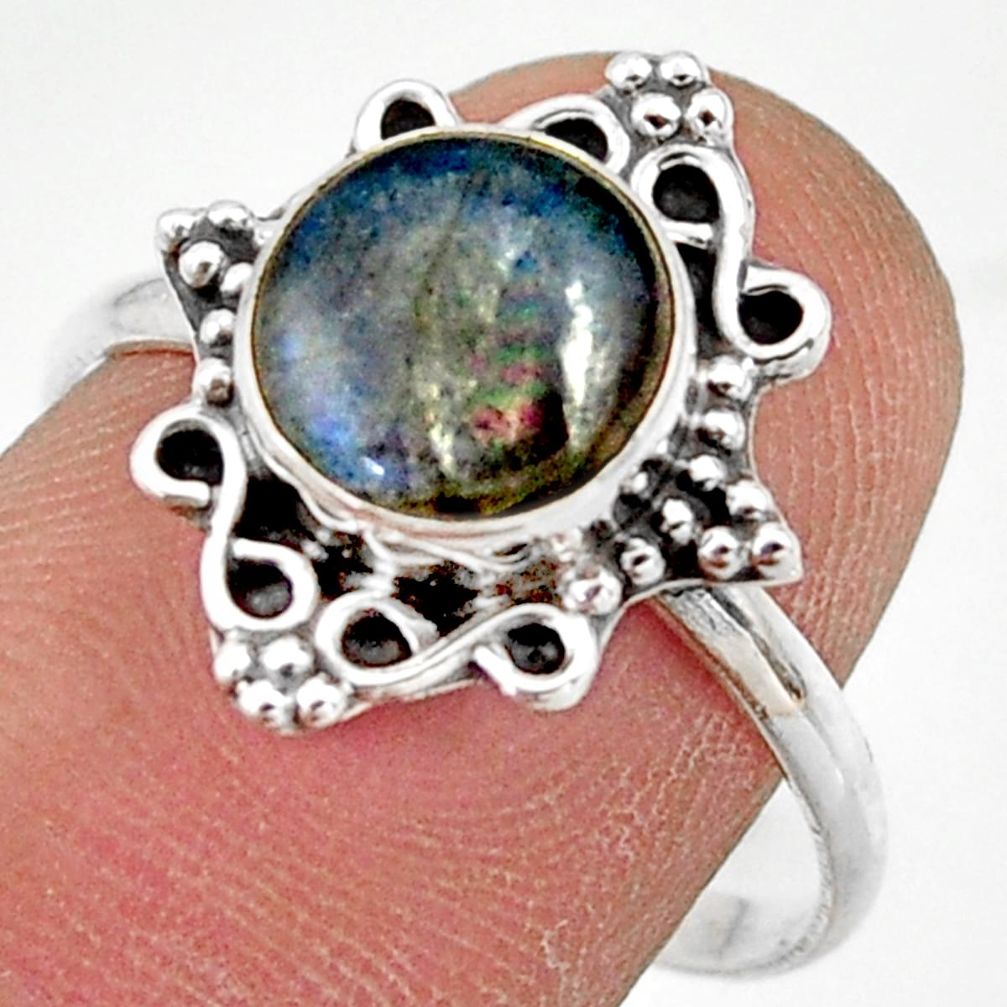 925 silver 2.88cts natural blue labradorite solitaire ring jewelry size 9 r41494