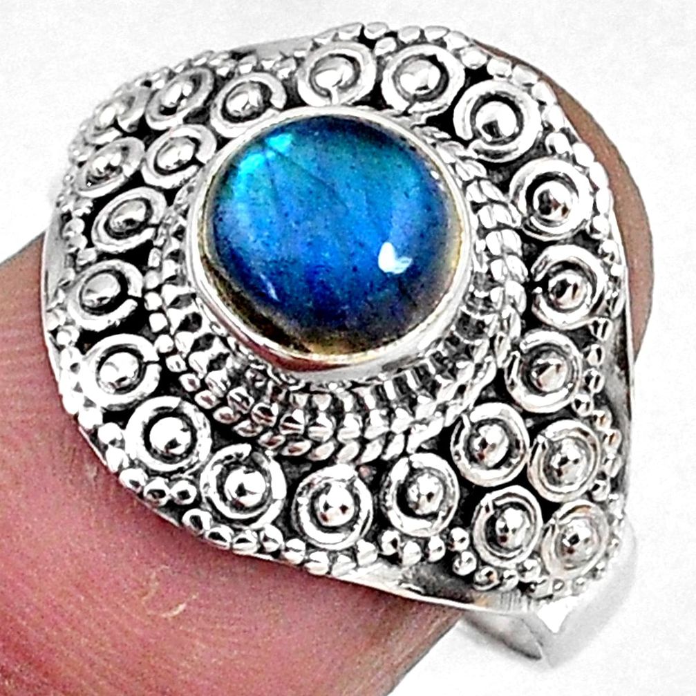 925 silver 2.31cts natural blue labradorite solitaire ring jewelry size 9 r61054